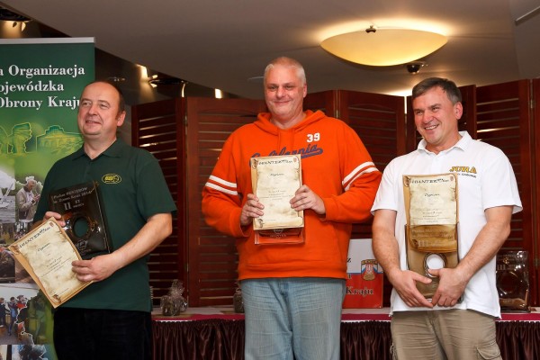 Klasyfikacja generalna FT Pucharu Hunterów 2014<br>Od lewej: Rafał Rozner (2 miejsce), Dariusz Rup (1. miejsce), Grzegorz Grabowski (3. miejsce)